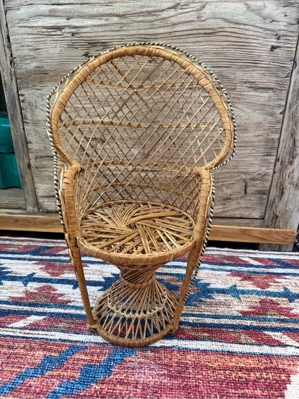 Woven Rattan Peacock-Style Accent Chair - Natural Tan